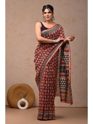 Beautiful Hand Block Printed Chanderi Sarees - KC120551