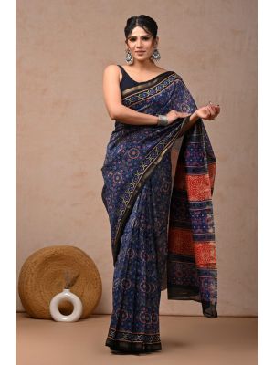 Beautiful Hand Block Printed Chanderi Sarees - KC120560