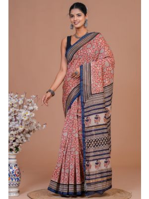 Beautiful Hand Block Printed Chanderi Silk Sarees - KC120568