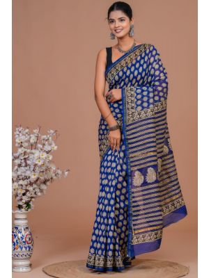 Beautiful Hand Block Printed Chanderi Silk Sarees - KC120572