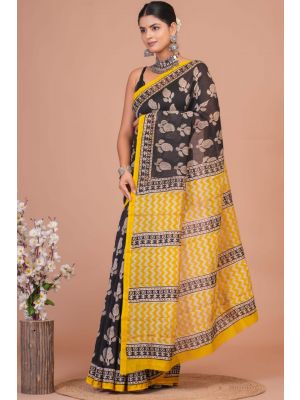 Beautiful Hand Block Printed Chanderi Silk Sarees - KC120573