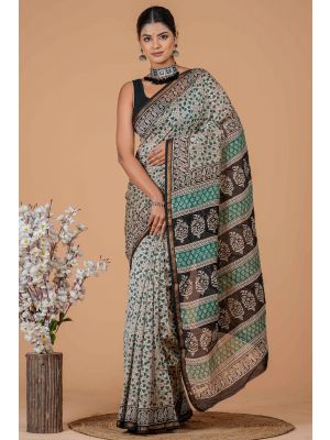 Beautiful Hand Block Printed Chanderi Silk Sarees - KC120576