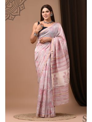 Beautiful Hand Block Printed Chanderi Silk Sarees - KC120583