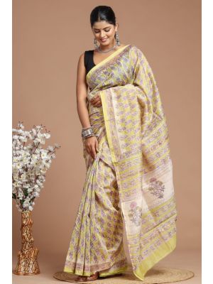 Beautiful Hand Block Printed Chanderi Silk Sarees - KC120586