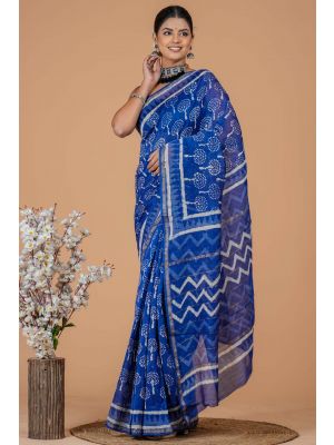 Beautiful Hand Block Printed Chanderi Silk Sarees - KC120587