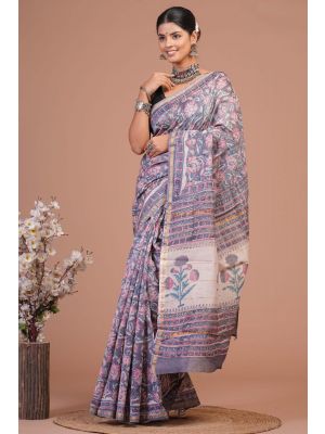 Beautiful Hand Block Printed Chanderi Silk Sarees - KC120588