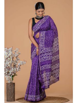 Beautiful Hand Block Printed Chanderi Silk Sarees - KC120590