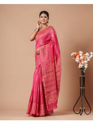 Beautiful Hand Block Printed Chanderi Silk Sarees - KC120591