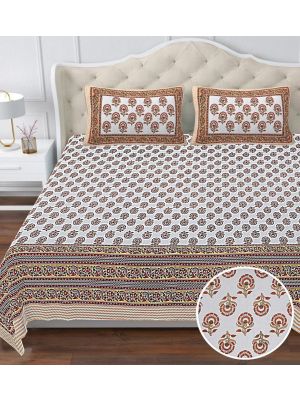 Beautiful King Size Double Bed High Quality Cotton Bedsheet (108 X 108 Inches - 9 X 9 feet) - KC140305