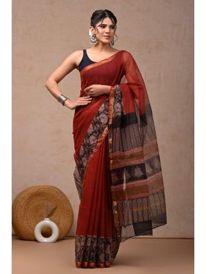 Beauitul Premium Quality Hand Block Printed Kota Doria Saree - KC150235