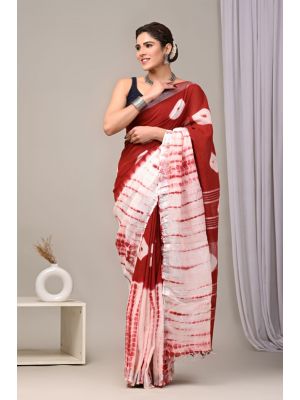 Linen Cotton Saree with Beautiful Silver Zari Border - KC180093