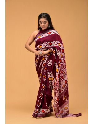 Linen Cotton Saree with Beautiful Silver Zari Border - KC180155