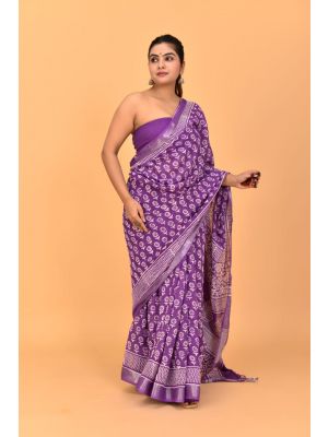 Linen Cotton Saree with Beautiful Silver Zari Border - KC180156