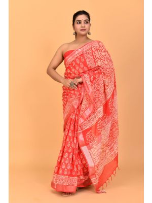 Linen Cotton Saree with Beautiful Silver Zari Border - KC180160