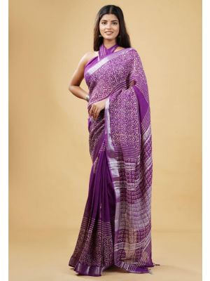 Linen Cotton Saree with Beautiful Silver Zari Border - KC180169