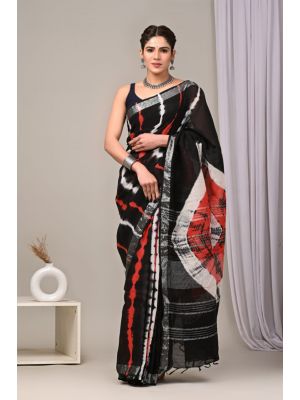 Linen Cotton Saree with Beautiful Silver Zari Border - KC180224