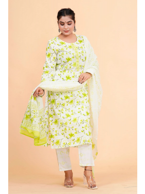 Prime Quality Pure Cotton Printed Straight Kurti Pant with Malmal Cotton Dupatta - KC201645