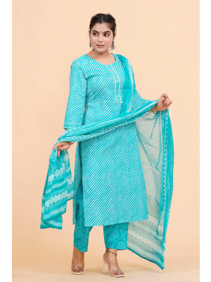 Prime Quality Pure Cotton Printed Straight Kurti Pant with Malmal Cotton Dupatta - KC201649