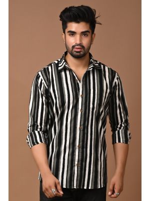 Premium Quality Mens Jaipuri Cotton Printed Full Sleeve Shirt - KC360104