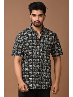 Premium Quality Mens Jaipuri Cotton Printed Half Sleeve Shirt - KC370047