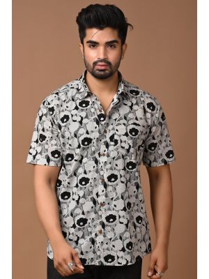 Premium Quality Mens Jaipuri Cotton Printed Half Sleeve Shirt - KC370048