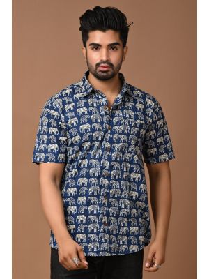 Premium Quality Mens Jaipuri Cotton Printed Half Sleeve Shirt - KC370051