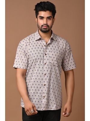 Premium Quality Mens Jaipuri Cotton Printed Half Sleeve Shirt - KC370053