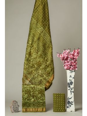 Hand Block Printed Maheshwari Silk Suit - KC420054