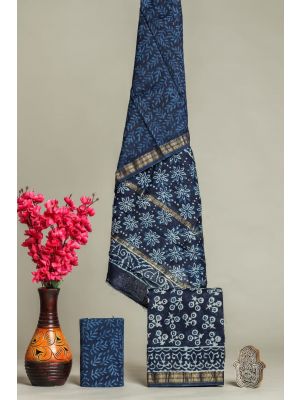 Hand Block Printed Maheshwari Silk Suit - KC420056