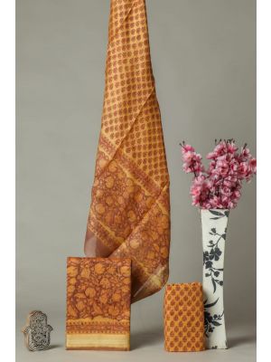 Hand Block Printed Maheshwari Silk Suit - KC420066