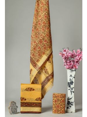 Hand Block Printed Maheshwari Silk Suit - KC420073