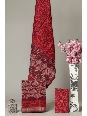 Hand Block Printed Maheshwari Silk Suit - KC420083