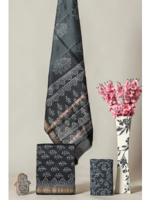 Hand Block Printed Maheshwari Silk Suit - KC420085