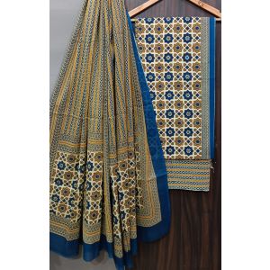 Premium Quality Hand Block Printed Cotton Dress Material with Cotton Dupatta - KC021396