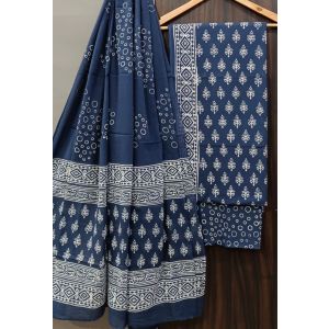 Premium Quality Hand Block Printed Cotton Dress Material with Cotton Dupatta - KC021430