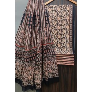 Premium Quality Hand Block Printed Cotton Dress Material with Cotton Dupatta - KC021432