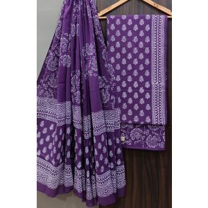 Premium Quality Hand Block Printed Cotton Dress Material with Cotton Dupatta - KC021436