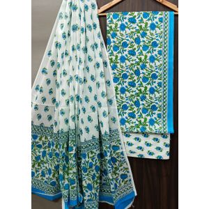 Premium Quality Hand Block Printed Cotton Dress Material with Cotton Dupatta - KC021465