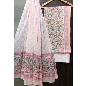 Premium Quality Hand Block Printed Cotton Dress Material with Cotton Dupatta - KC021474