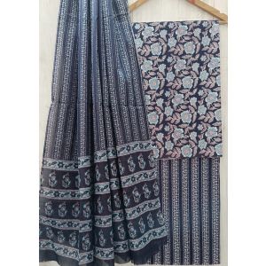 Jaipuri Print Pure Cotton Dress Material with Malmal Cotton Dupatta - KC021615