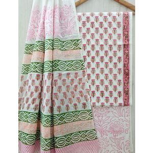 Jaipuri Print Pure Cotton Dress Material with Malmal Cotton Dupatta - KC021623