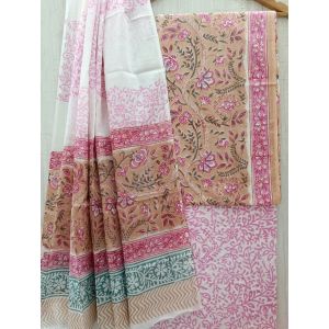 Jaipuri Print Pure Cotton Dress Material with Malmal Cotton Dupatta - KC021626