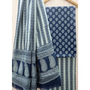 Jaipuri Print Pure Cotton Dress Material with Malmal Cotton Dupatta - KC021630