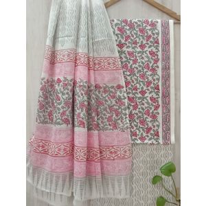 Jaipuri Print Pure Cotton Dress Material with Malmal Cotton Dupatta - KC021646