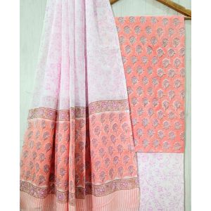 Jaipuri Print Pure Cotton Dress Material with Malmal Cotton Dupatta - KC021648