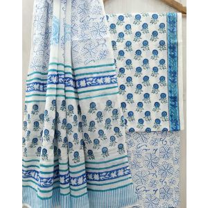 Jaipuri Print Pure Cotton Dress Material with Malmal Cotton Dupatta - KC021654