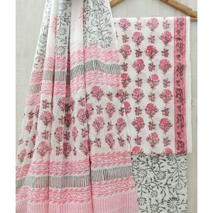 Jaipuri Print Pure Cotton Dress Material with Malmal Cotton Dupatta - KC021657