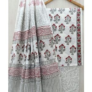 Jaipuri Print Pure Cotton Dress Material with Malmal Cotton Dupatta - KC021660