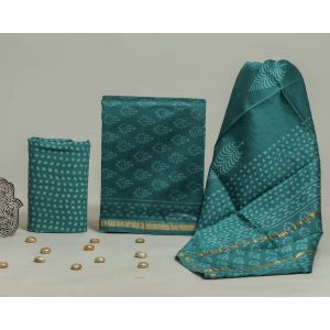 Premium Quality Hand Block Printed Chanderi Silk Suit -KC040706
