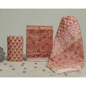 Premium Quality Hand Block Printed Chanderi Silk Suit -KC040712